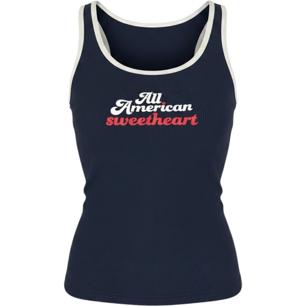 Wild Fable All American Sweetheart Ribbed Tank Top Navy Blue White Ringer Medium